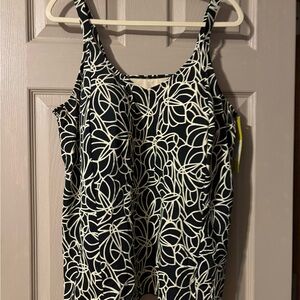 Black and White Relaxed Camisole Swim Top